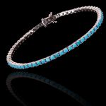Pulseira Riviera Pedra Natural Turquesa 3mm Prata 925
