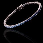 Pulseira Riviera Zircônia Bicolor Azul Topázio/Safira 3mm Prata 925
