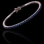 Pulseira Riviera Zircônia Azul Safira 3mm Prata 925