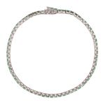 Pulseira Riviera Zircônia Verde Esmeralda 3mm Prata 925
