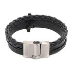 Pulseira Cruz Mp190 Couro Preto