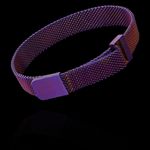 Pulseira Magnética Malha Flexível Aço Inox Roxo