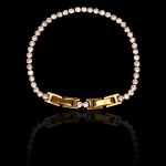 Pulseira Riviera Incolor 3mm Aço Inox Dourado