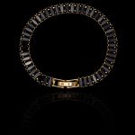 Pulseira Riviera Malha Esteira Preta 5x2mm Aço Inox Dourada