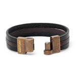 Pulseira Mp154 Couro Preto Com Café