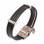 Pulseira Mp246 Fio De Couro Preto