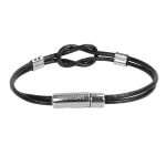 Pulseira Nó Marinheiro Fio Couro Preto