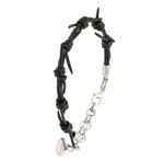 Pulseira Arame Farpado Couro Preto