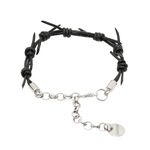 Pulseira Arame Farpado Couro Preto