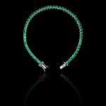 Pulseira Riviera Zircônia Verde Esmeralda 3mm Prata 925