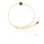 Pulseira Zircônia Esmeralda 6x6mm Semijoia Ouro