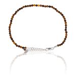 Pulseira Pedra Natural Olho De Tigre 2mm Prata 925 