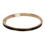 Bracelete Resina Preta Zamak Dourado