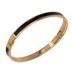 Bracelete Resina Preta Zamak Dourado
