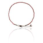 Pulseira Pedra Natural Espinélio Rubi 2mm Com Fecho & Extensor Prata 925 