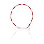 Pulseira Pedra Natural Jasper Vermelho Prata 925 