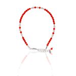 Pulseira Pedra Natural Espinélio Vermelho/Pérola Água Doce Prata 925 