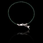 Pulseira Pedra Natural Espinélio Esmeralda 2mm Com Fecho & Extensor Prata 925 