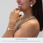 Bracelete Trevo Zamac Dourado Resina Nude