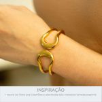 Bracelete Maxi Curves Zamac Dourado