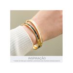 Bracelete Resina Preta Zamak Dourado