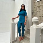 conjunto alongado turquesa