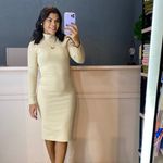 Vestido midi manga longa areia