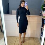 Vestido midi manga longa preto