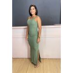 vestido longo costa nua verde oliva