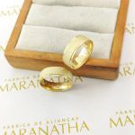 Alianças Em Ouro 18k Cabul 6mm Fosco Diamantado Reta