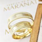 Alianças Em Ouro 18k Copenhagen 6mm Polida e Fosco Diamantado Reta