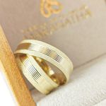 Alianças Em Ouro 18k Copenhagen 6mm Polida e Fosco Diamantado Reta