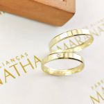 Par de Alianças Em Ouro Modelo Coreia Do Sul 3mm Polida Reta Chanfrada