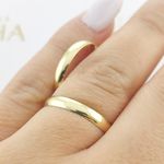 Par de Alianças Em Ouro Modelo Noruega 3mm Polida Meia Cana