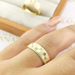 Alianças Em Ouro 18k Samoa 6mm Diamantadeira e Fosco Diamantado Meia Cana