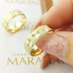 Alianças Em Ouro 18k Samoa 6mm Diamantadeira e Fosco Diamantado Meia Cana