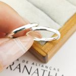 Par de Alianças Em Prata 950 Modelo Canasvieiras 2mm Polida Meia Cana