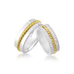 Alianças Em Prata 950 Com Ouro 18k Bali 6mm Polida Reta