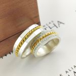Alianças Em Prata 950 Com Ouro 18k Bali 6mm Polida Reta