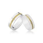 Alianças Em Prata 950 Com Ouro 18k Bora Bora 6mm Polida Reta