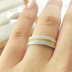 Alianças Em Prata 950 Com Ouro 18k Fiji 5mm Polida Reta