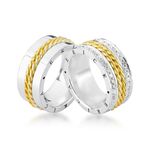 Alianças Em Prata 950 Com Ouro 18k Maldivas 10mm Polida Reta