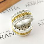 Alianças Em Prata 950 Com Ouro 18k Maldivas 10mm Polida Reta