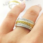 Alianças Em Prata 950 Com Ouro 18k Maldivas 10mm Polida Reta