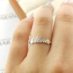 Anel Nome Manuscrito Com Coração Lateral Em Prata