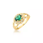 Anel De Formatura Aro Entrelaçado e Pedra Oval Em Ouro 18k