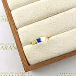 Anel De Formatura Aro Reto e Pedra Quadrada Em Ouro 18k