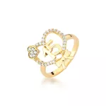 Anel Debutante Em Ouro 18k Cravejado