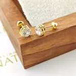 Par De Brincos Ponto De Luz Em Ouro 18k 4mm