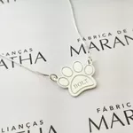 Colar Patinha Pet Personalizado Em Prata